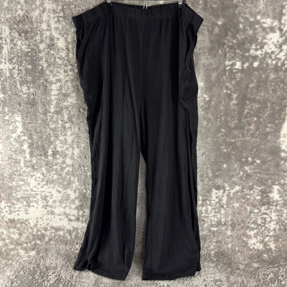 Woman Within Petite Size 4Xp Solid Knit Elastic Waist Lounge Pants Black Women